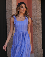 Vestido Maxi com Folhos e Alças Largas de Atar Sahoco