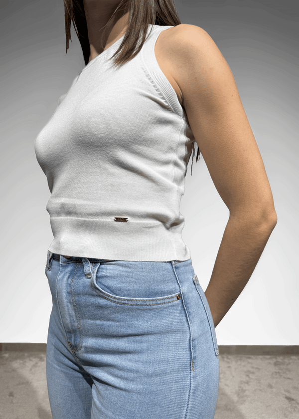 Ribbed-Trim Essential Knit Top Ferrache