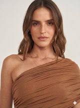 One-Shoulder Asymmetrical Cut-Out Midi Dress Colcci