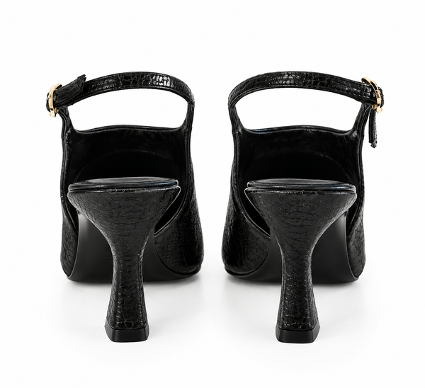 Leather Slingback Pumps with Comma Heel Lança Perfume