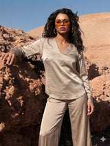 Satin Long-Sleeve Blouse Arggido