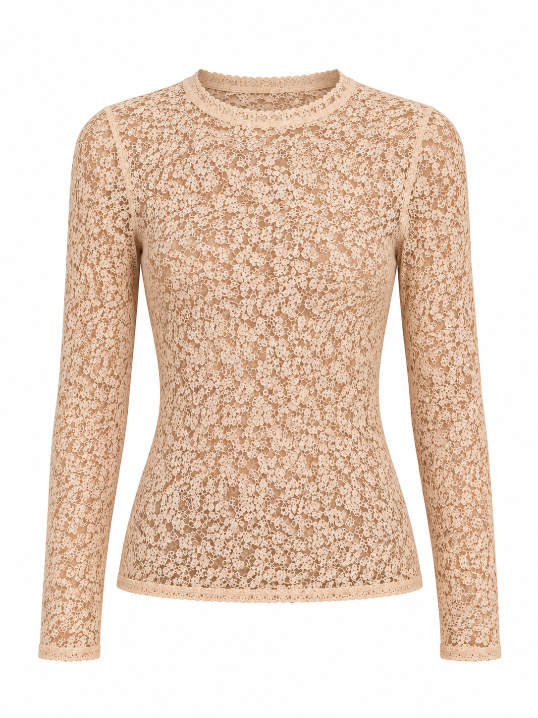 Long-Sleeve Lace Fitted Top Lança Perfume