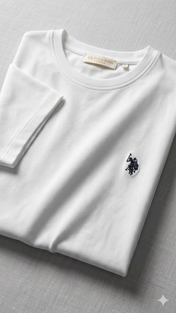 White Regular Fit Premium Signature T-Shirt U.S. Polo Assn.