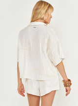Loose Embroidered Shirt with Front Tie Colcci