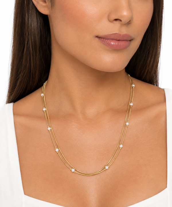 Double Layer Pearl Necklace Jetlag