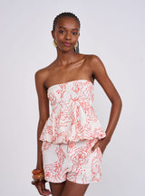 Printed Strapless Flared Top Colcci