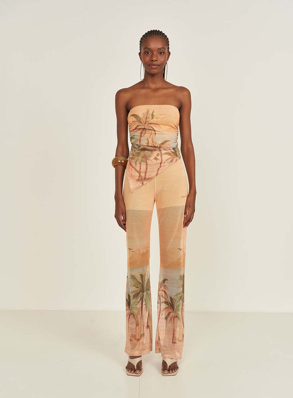 Asymmetrical Printed Slim Tube Top Colcci