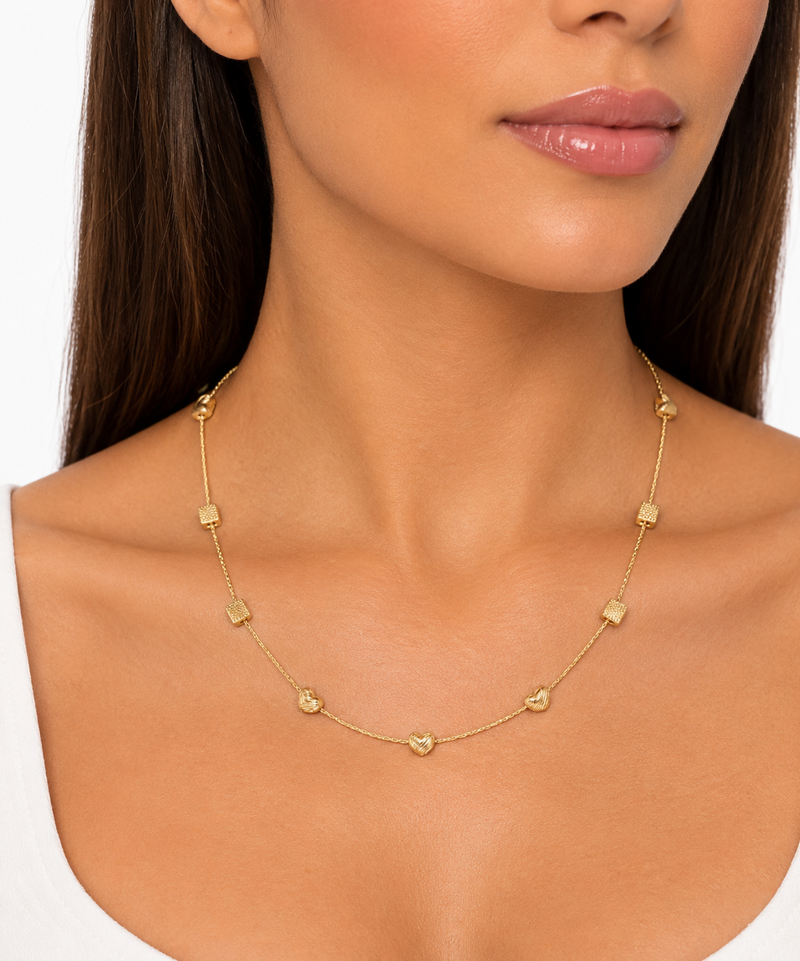 Minimalist Multi-Heart Chain Necklace Jetlag