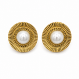 Round Hoop Earrings with White Pearl Detail Jetlag