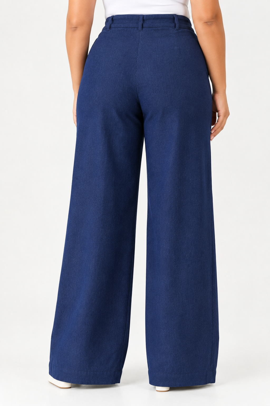 Blue High-Waist Straight-Leg Denim-Look Trousers Quattro Venti