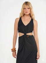 Slim Maxi Dress with Front Twist and Slit Colcci