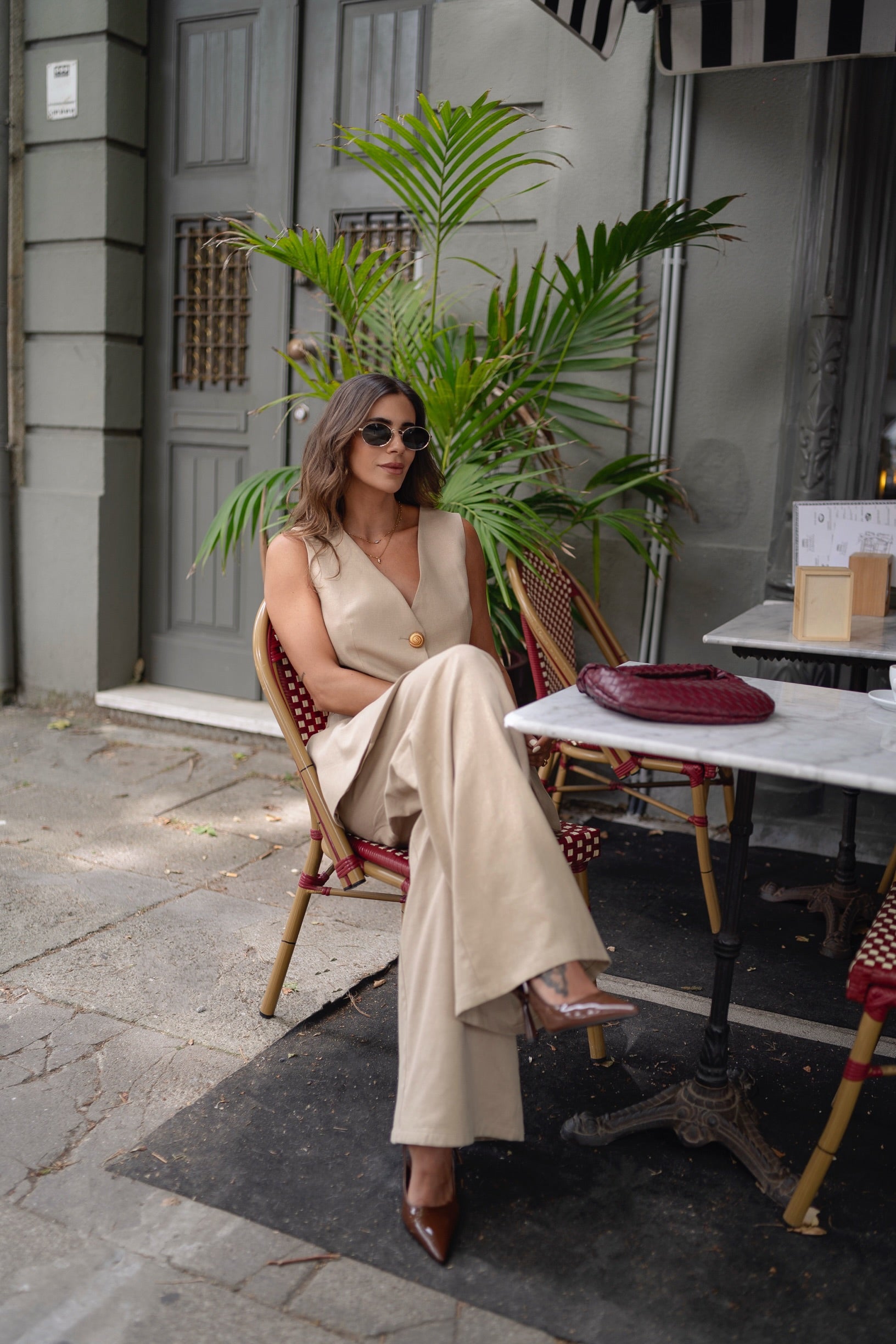 Linen Trousers with Crossover Waist Sahoco