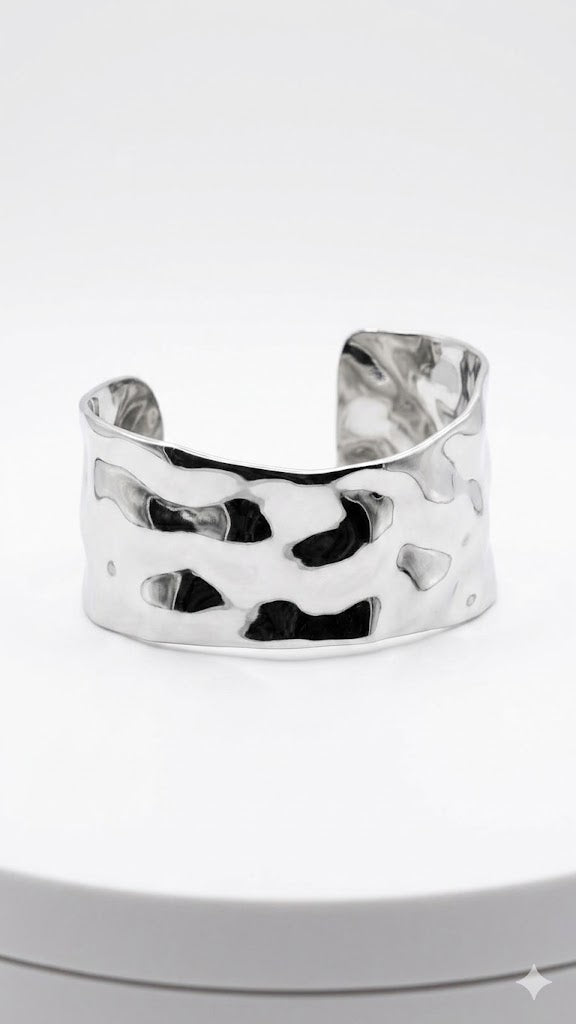 Silver Textured Cuff Bracelet Jetlag