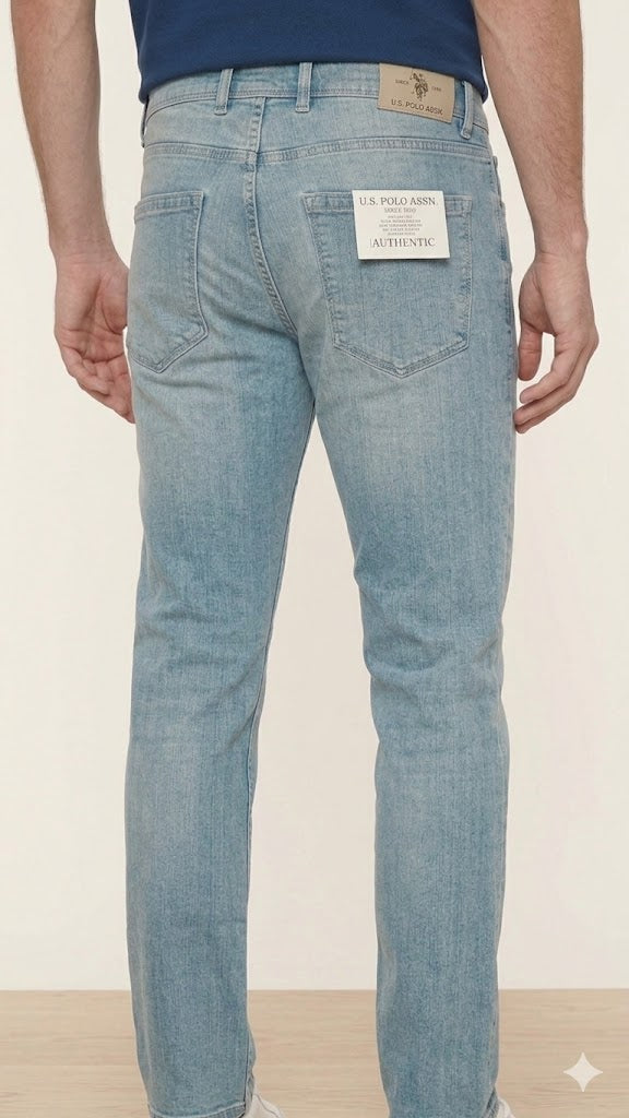 Bleach Blue Denim Tapered Fit Stretch Jeans U.S. Polo Assn.