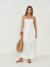 Corset-Style Linen Midi Dress Colcci