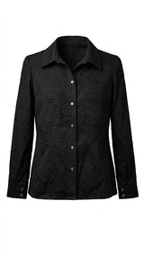Black Denim Shirt with Embroidered Details Arggido