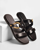Genuine Leather Flat Slides Ruika