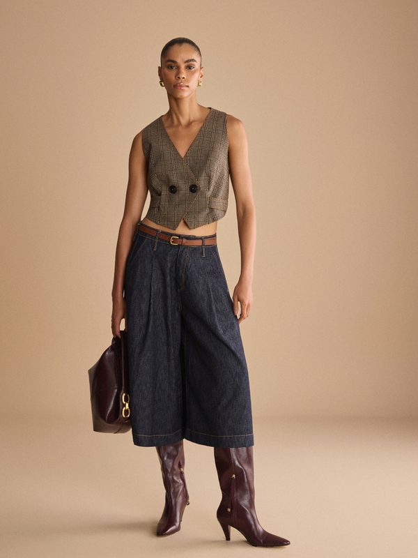 Checked Double-Breasted Tailored Waistcoat Lança Perfume