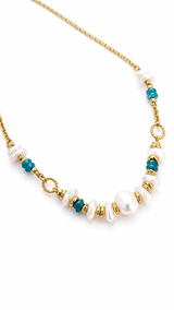 Fine Gold Chain Green Bead Necklace Jetlag