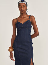 Denim Midi Dress with Side Slit Colcci