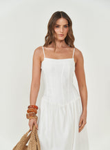 Corset-Style Linen Midi Dress Colcci