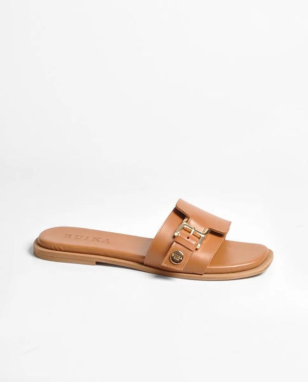 Camel Leather Slides Ruika