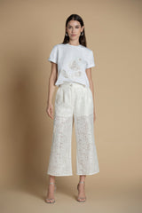 T-shirt com estampa rendada Sahoco