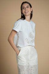T-shirt com estampa rendada Sahoco