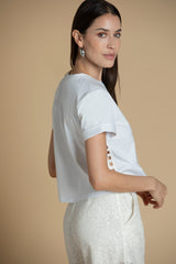 T-shirt com estampa rendada Sahoco