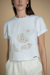 T-shirt com estampa rendada Sahoco