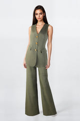 Linen Trousers with Crossover Waist Sahoco