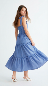 Tiered Maxi Dress with Wide Tie-Shoulders Sahoco
