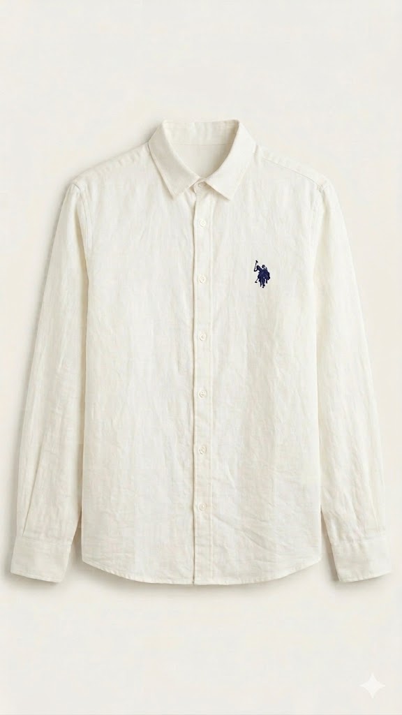 White Linen Blend Shirt U.S. Polo Assn.