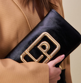 Leather Clutch with Maxi Metal LP Detail Lança Perfume