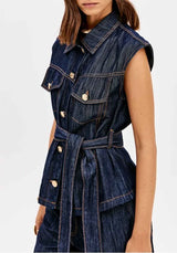 Longline Denim Waistcoat with Buttons Lança Perfume