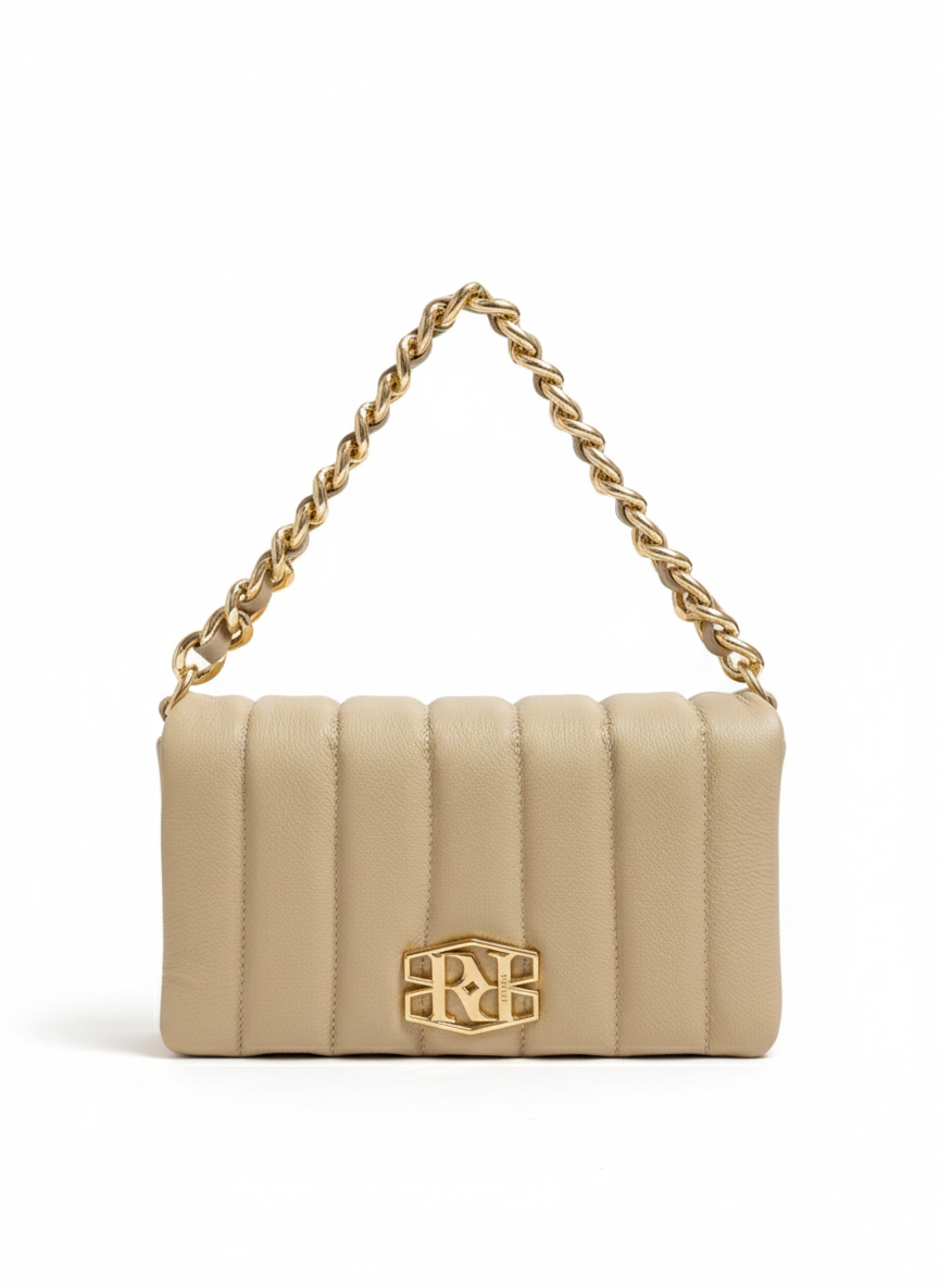 Bolsa de ombro Rufel em pele acolchoada