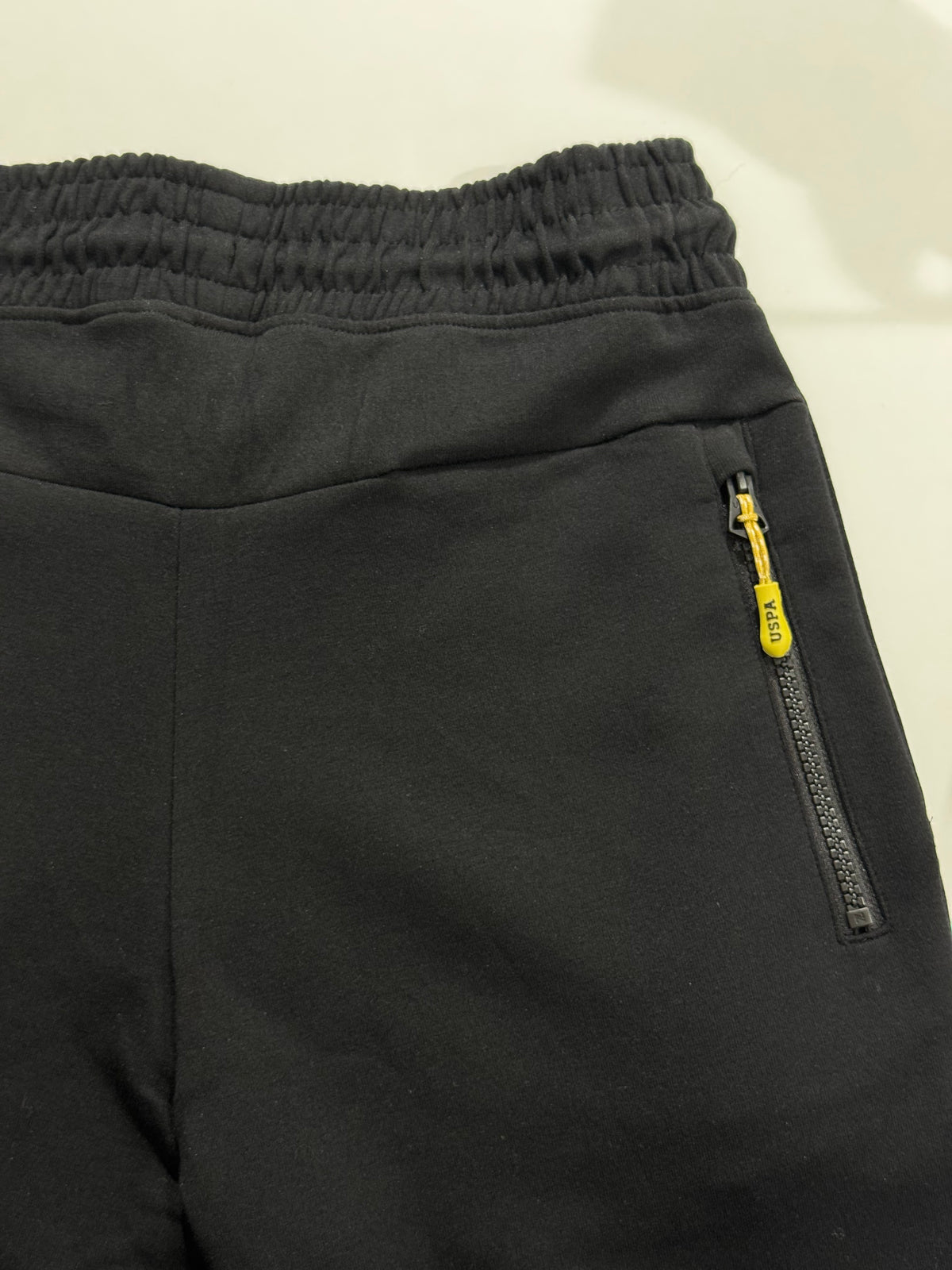 Calças de corrida pretas para homem Double Horsemen Loopback da US Polo Assn.