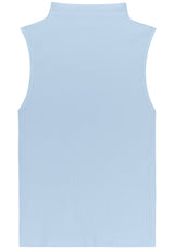 Sleeveless Ribbed Knit Top with High Neck Lez a Lez