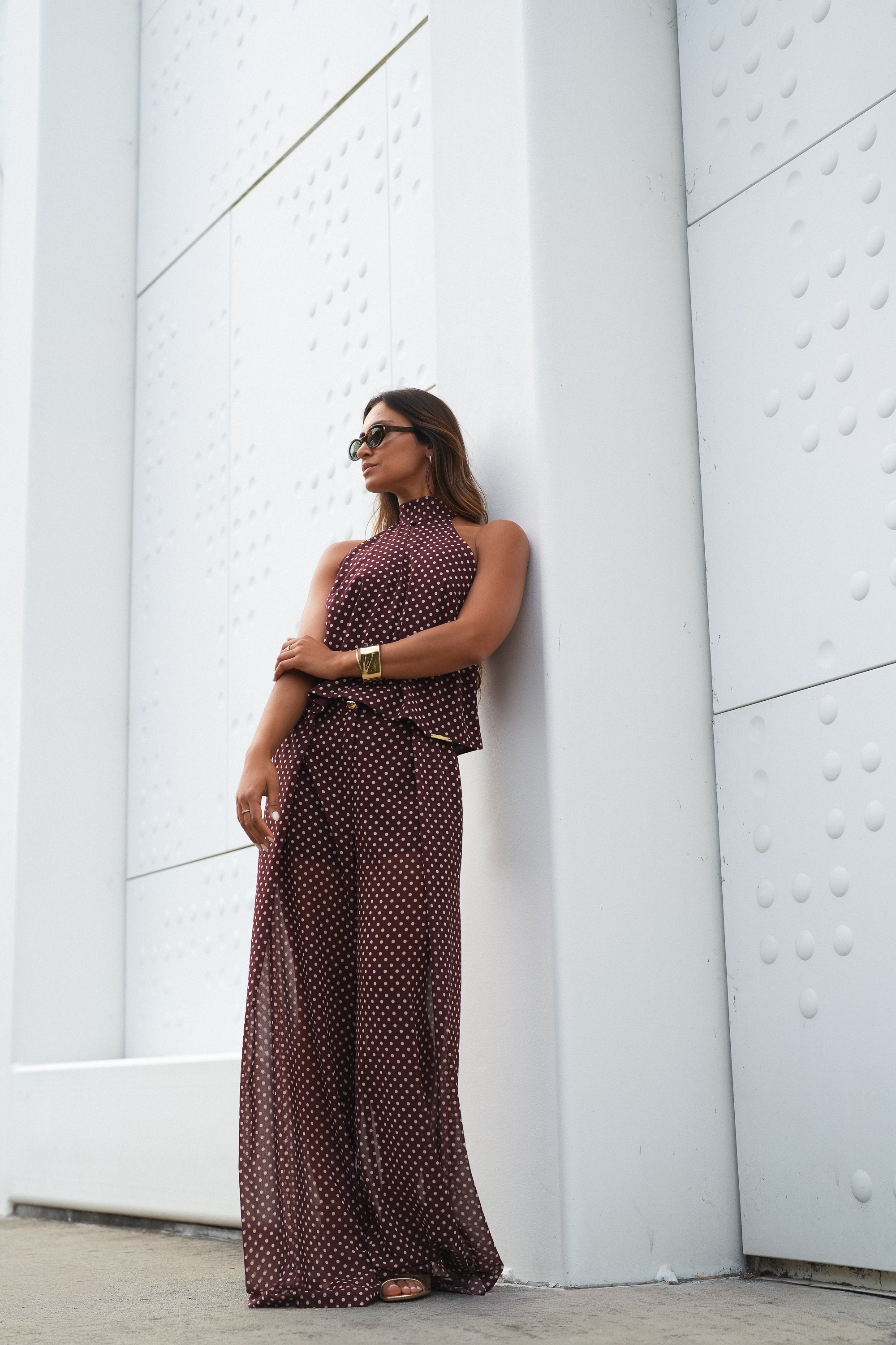 Halter Neck Polka Dot Fluid Blouse Sahoco