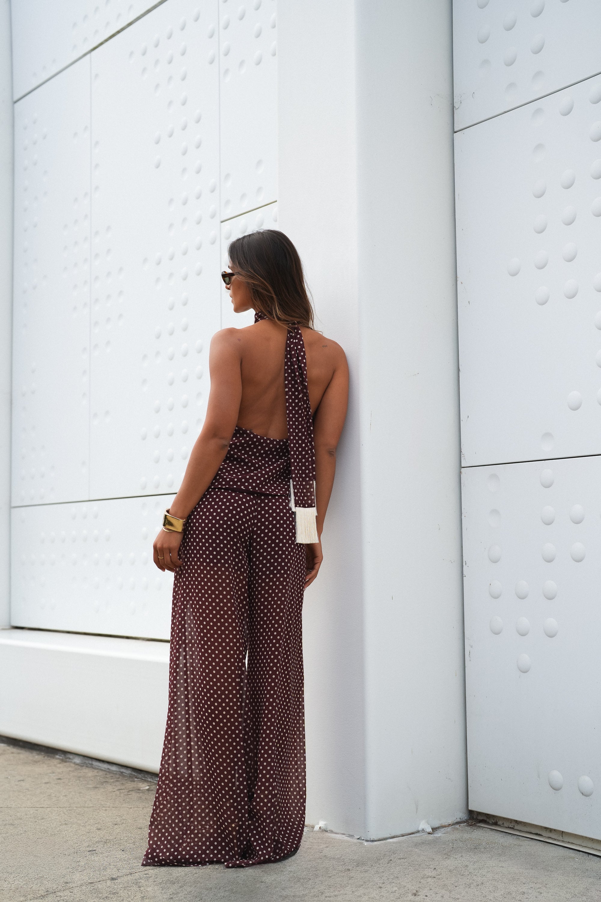 High-Waisted Polka Dot Wide-Leg Pants Sahoco