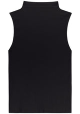 Sleeveless Ribbed Knit Top with High Neck Lez a Lez