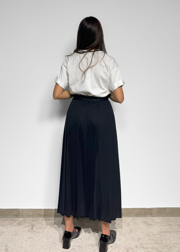Black Pleated Midi Skirt Imperial