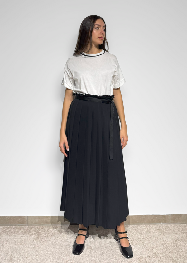 Black Pleated Midi Skirt Imperial