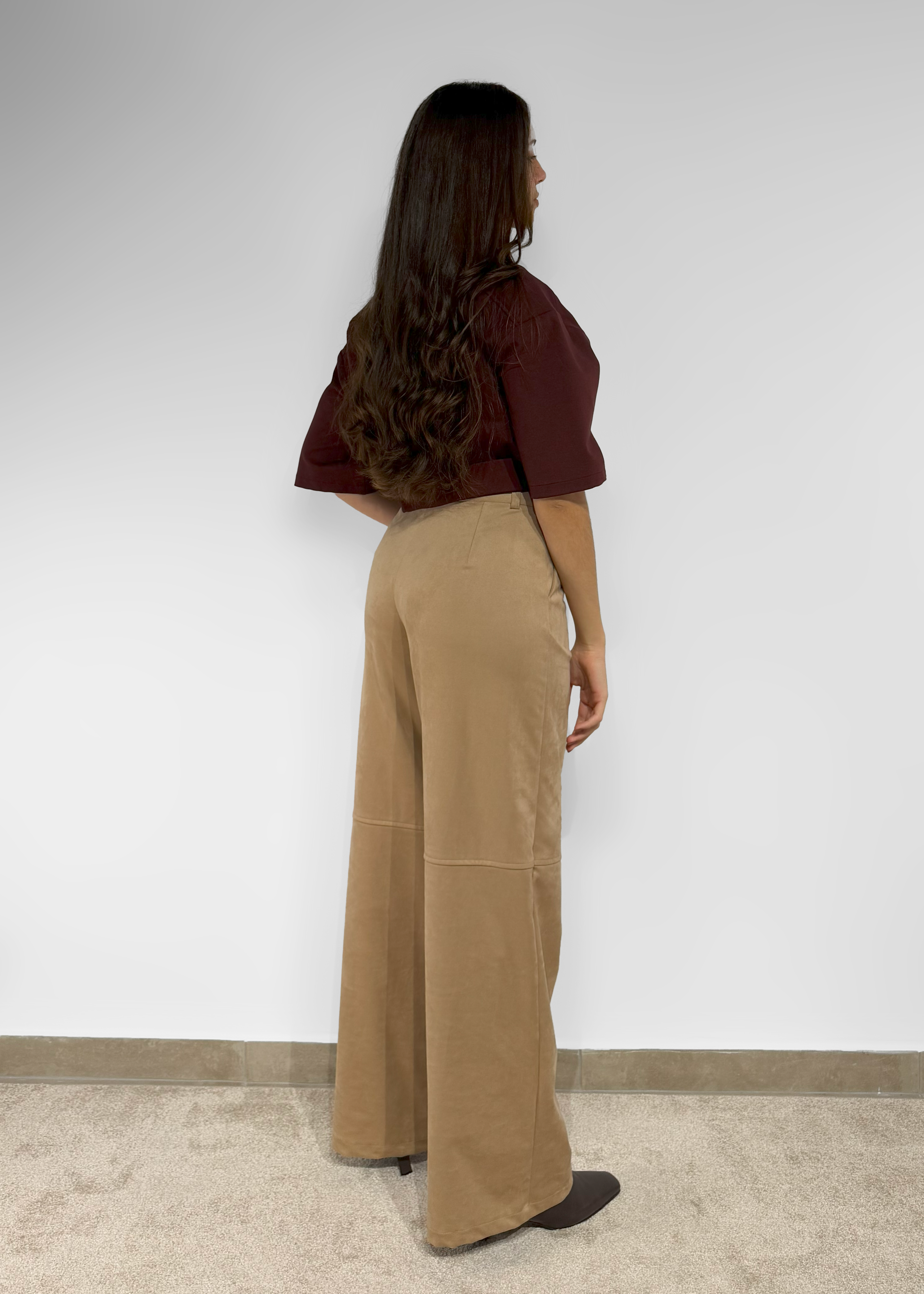 Suede Wide Leg Trousers Sophisticated Velvet Touch Dixie