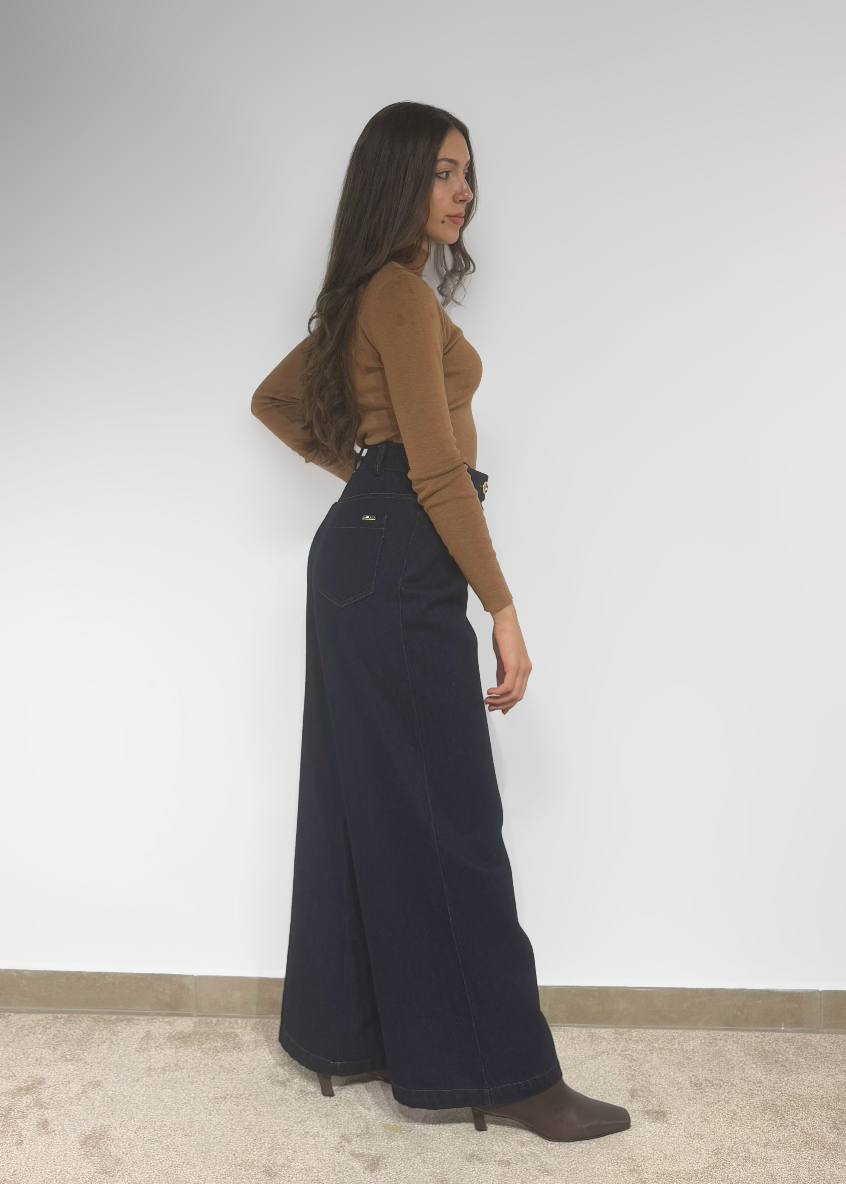 Calça denim wide leg Sahoco