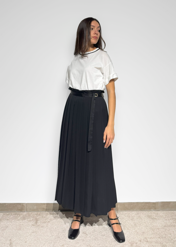 Black Pleated Midi Skirt Imperial