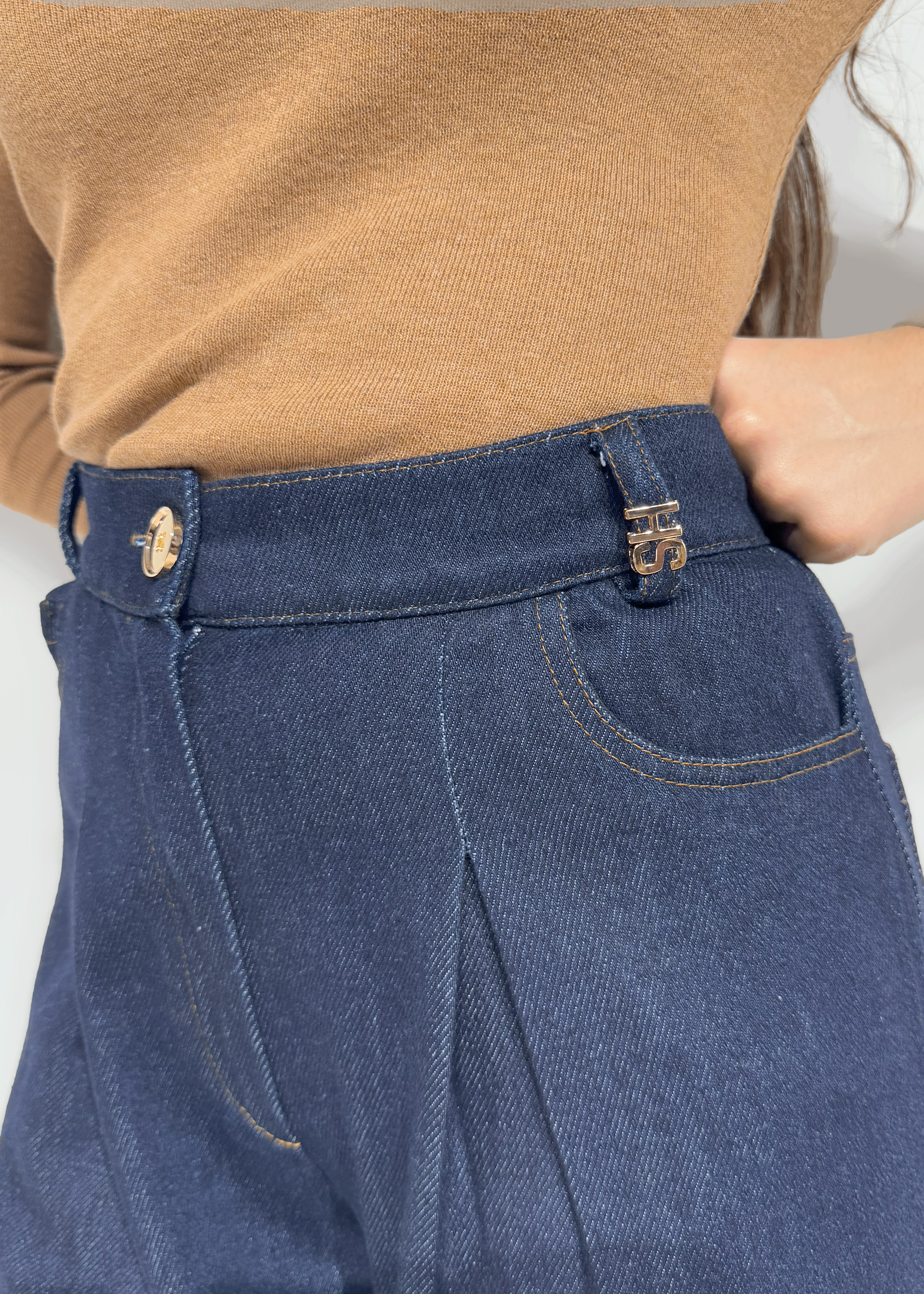 Calça denim wide leg Sahoco