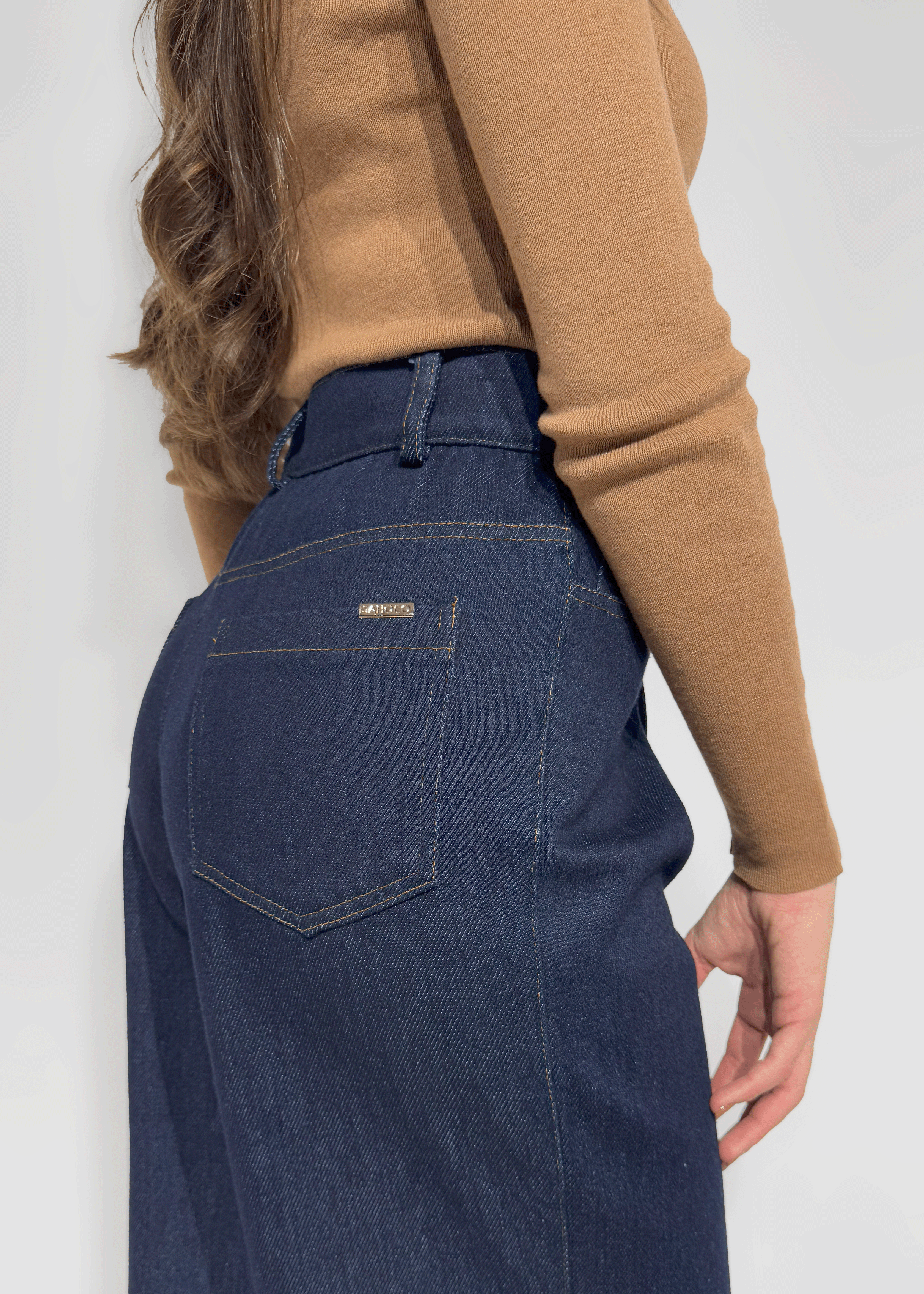 Calça denim wide leg Sahoco