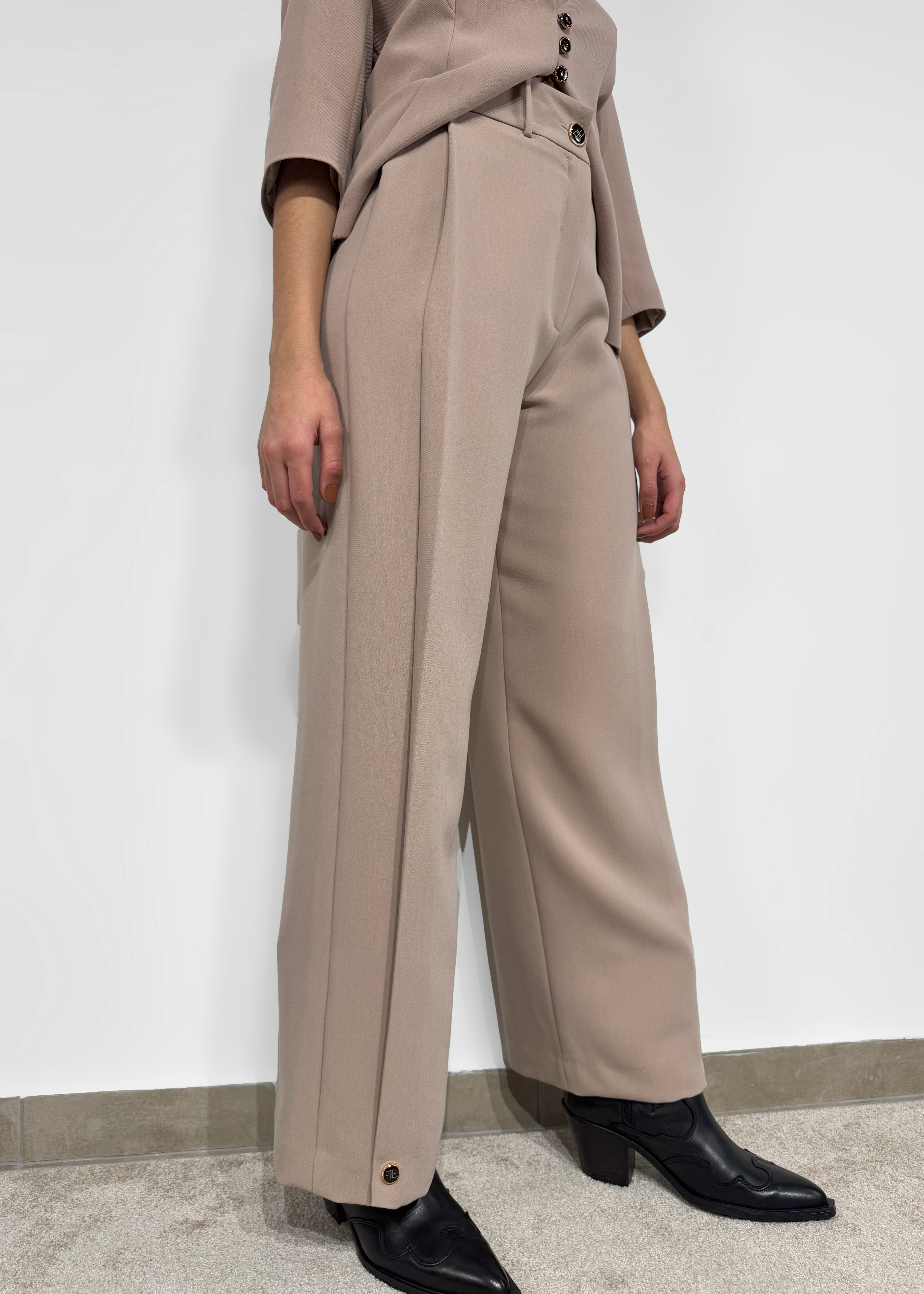 Calça wide leg com prega Ferrache