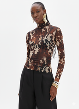 Sheer Printed Long Sleeve Blouse Lança Perfume